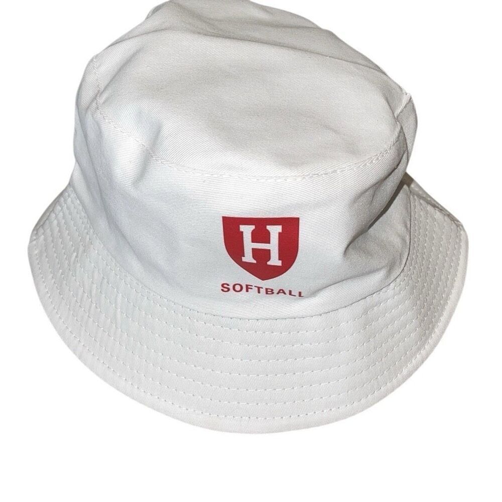 Toptie Harvard Softball Bucket Hat Cotton White‎ New